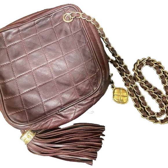 CHANEL Chain Hand bag Clover Charm Matelasse Square Lambskin 240401T - Picture 4 of 5